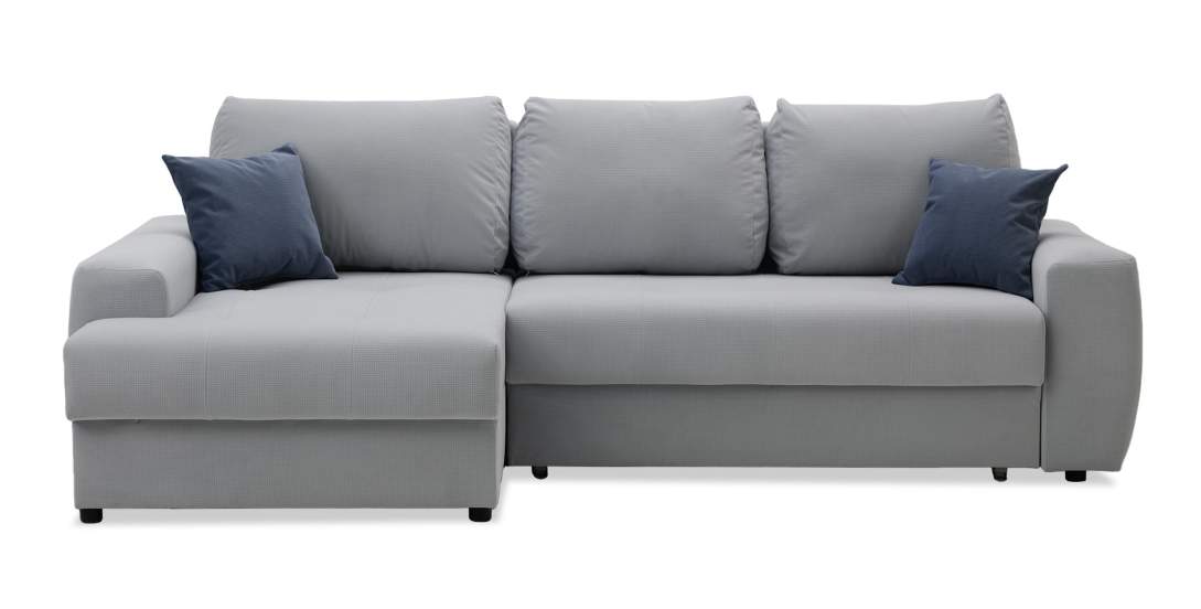 Угловой диван левый Коста светло-cерый велюр