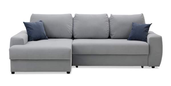 Угловой диван левый Коста светло-cерый велюр