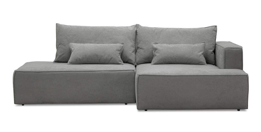 Угловой диван правый Рейф Серый велюр