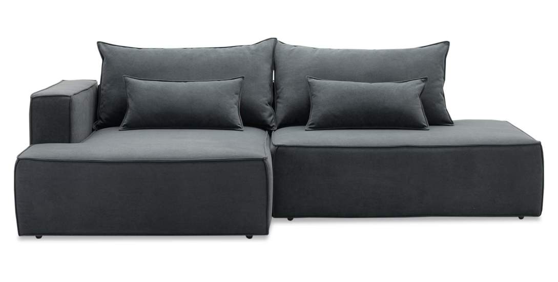 Угловой диван левый Рейф Графитовый велюр