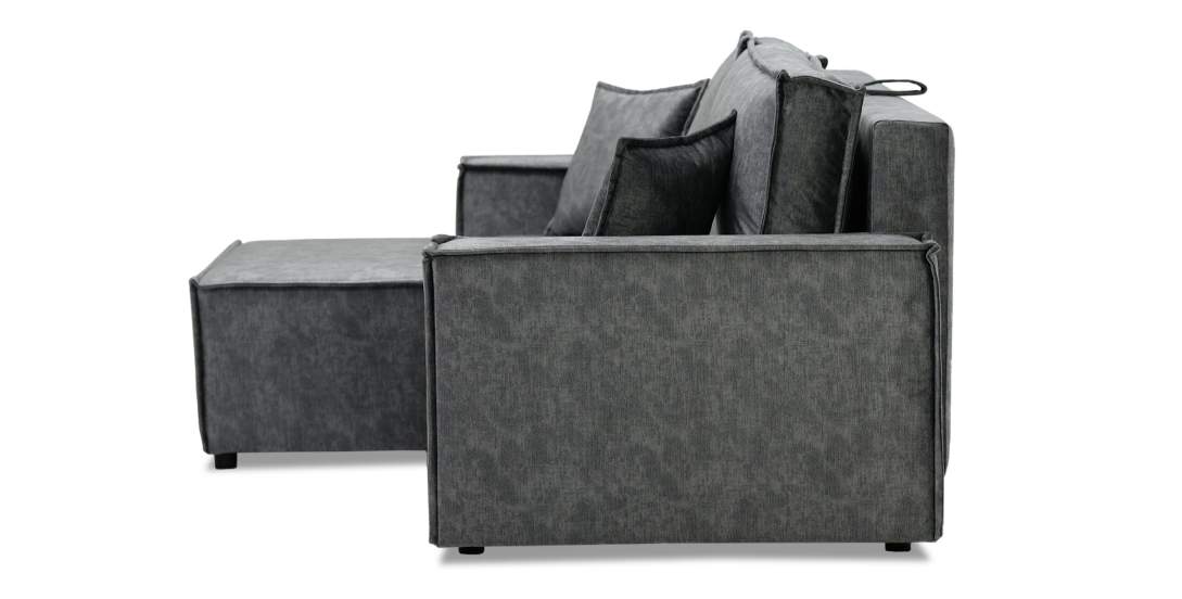 Угловой диван Фабио темно-серый велюр