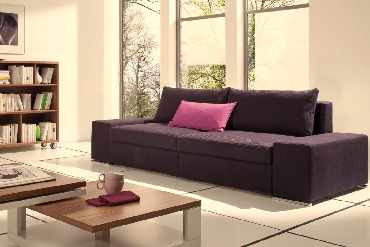 Серый диван-конструктор с объемными подлокотниками